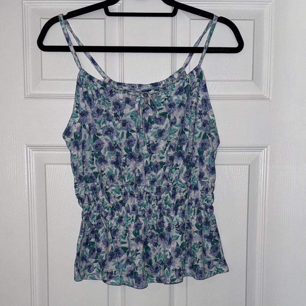 Old Navy Blue and Green Floral Camisole
